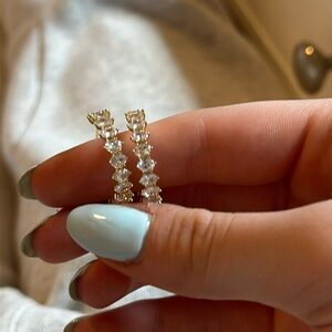 Cailin Gold Crystal Hoop Earrings in White Crystal